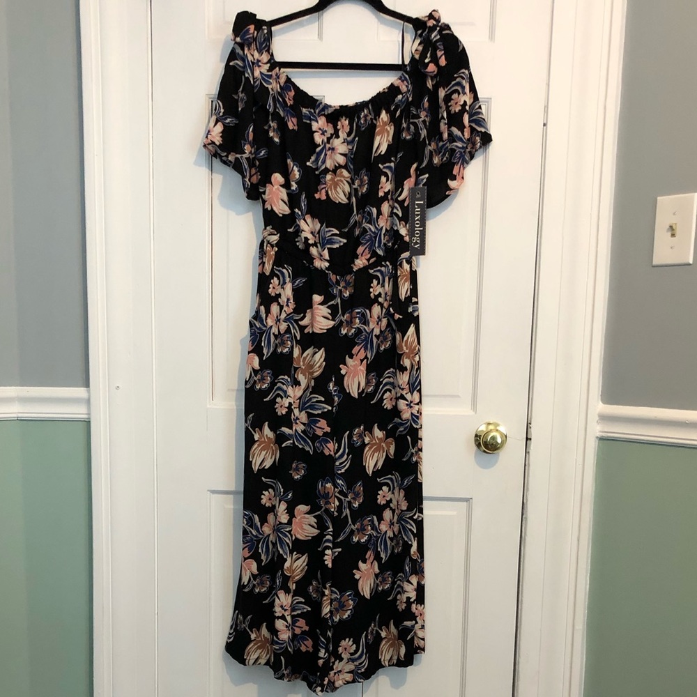 Luxology Jumpsuit- Navy Floral Pattern